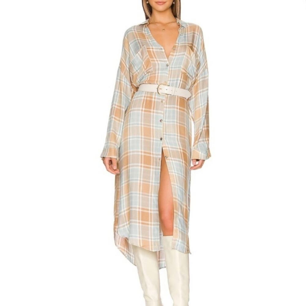 Show Me Your Mumu Leo Button Down Tunic Georgetown Plaid Shirt Dress NWT Small S